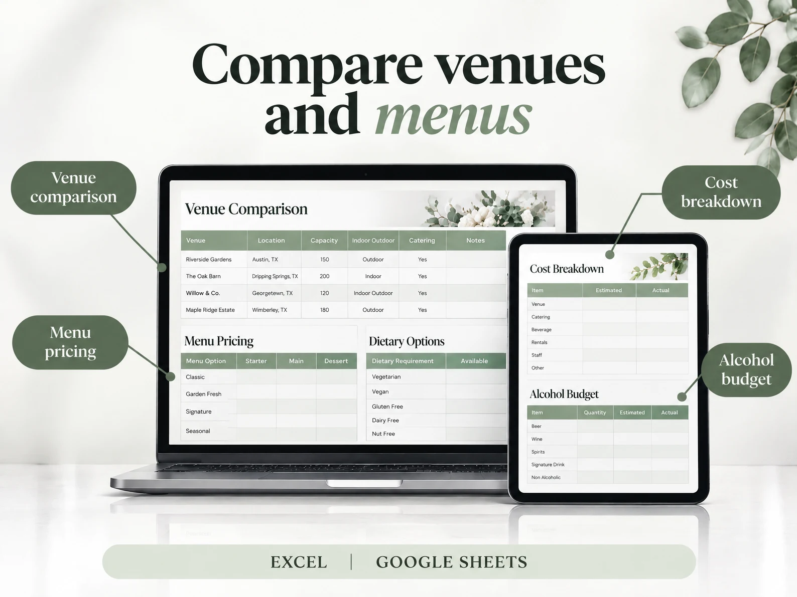 Wedding Planning Spreadsheet: Venue food drinks.webp?v=7a64a295